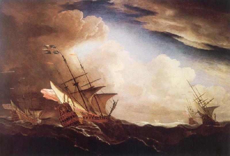 Monamy, Peter English ships beating to windward in a gale oil painting image